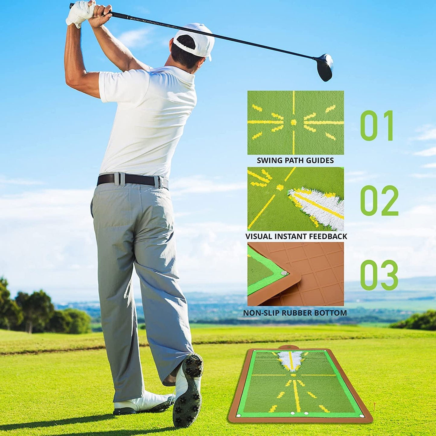 Golf Training Mat for Swing Detection Batting