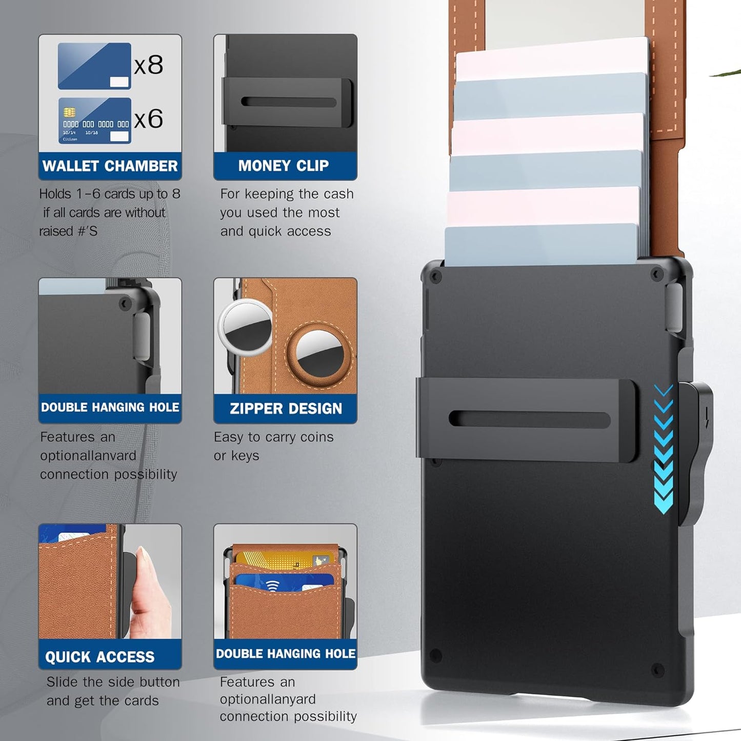 đ„Last Day 49% OFFđ„Wallet for Men - with Pop Up Aluminum Case Money Clip Slim Leather Slots Credit Card Holder RFID Blocking Bifold Minimalist Wallet