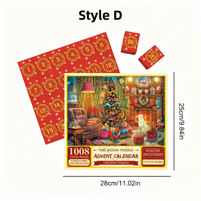 Christmas Advent Calendar Jigsaw Puzzle – 1000pcs Festive Holiday Countdown Fun