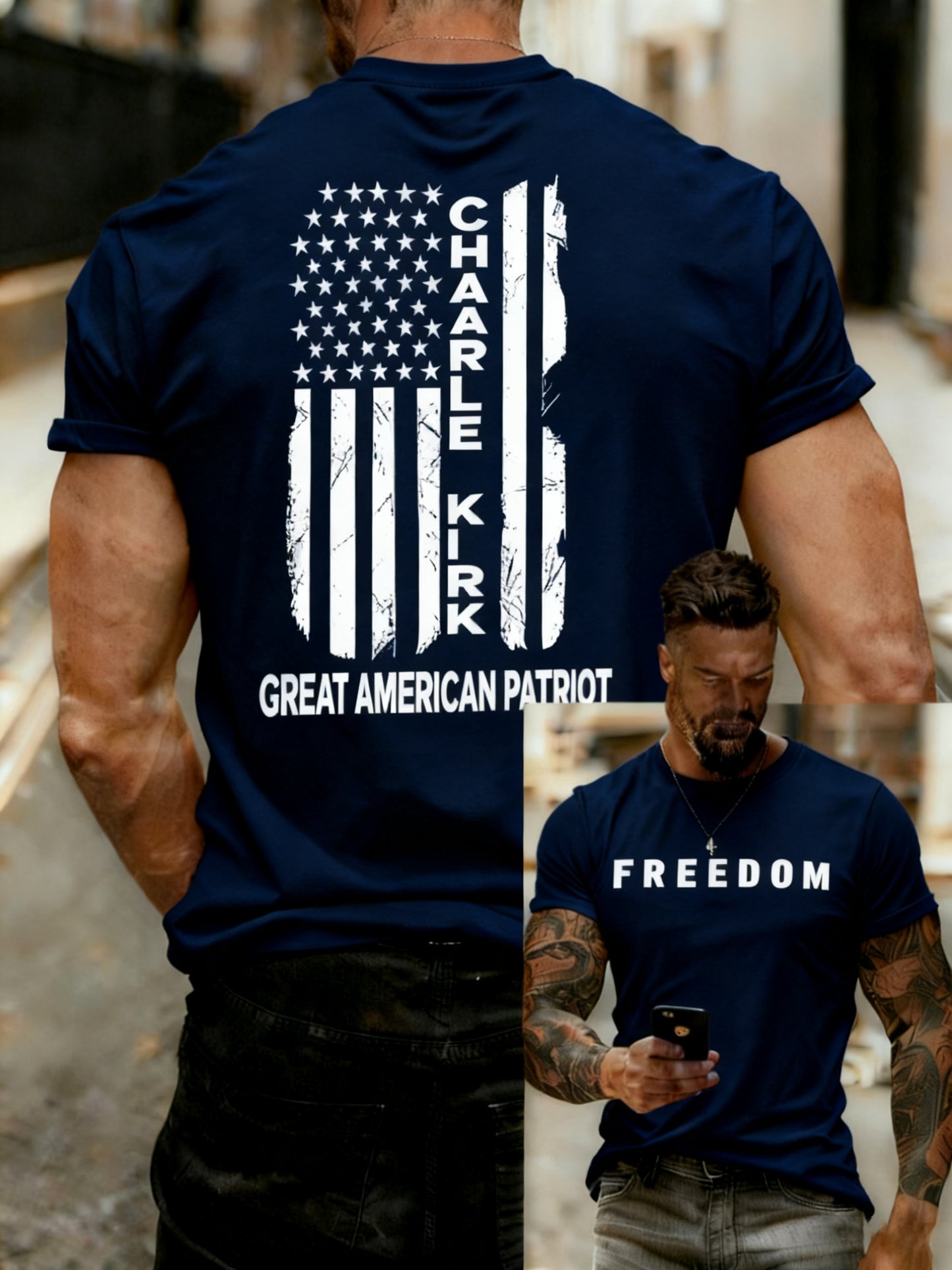 Men's Freedom Printed Casual T-shirt