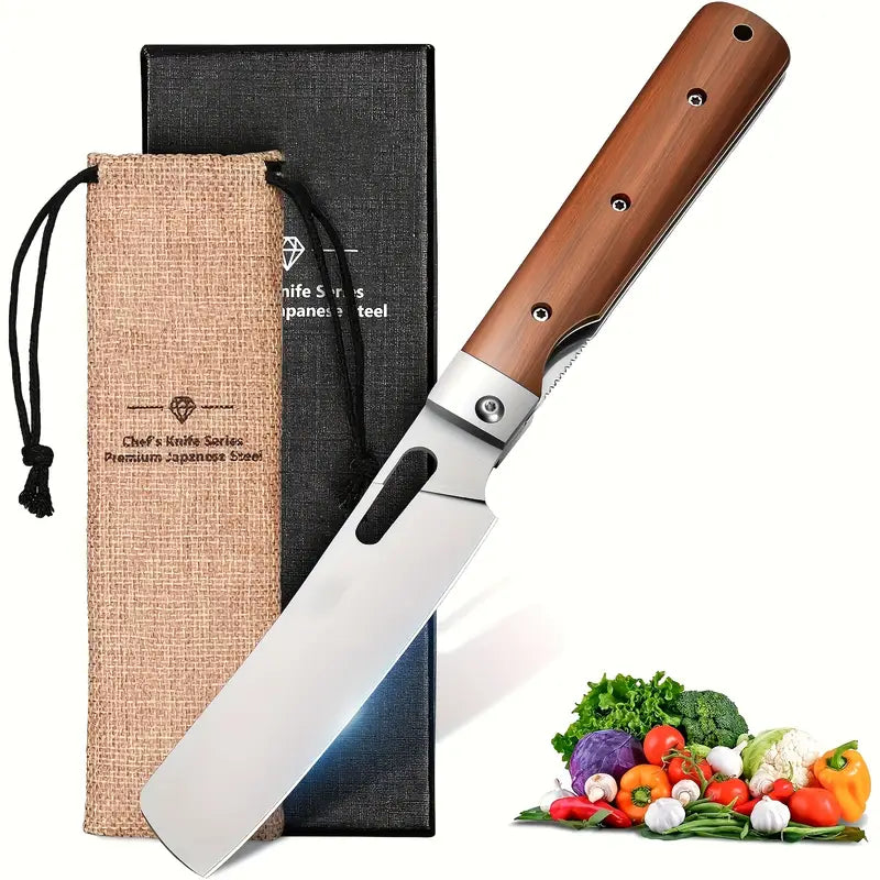 440C Stainless Steel Wood Handle Portable Chef Knife