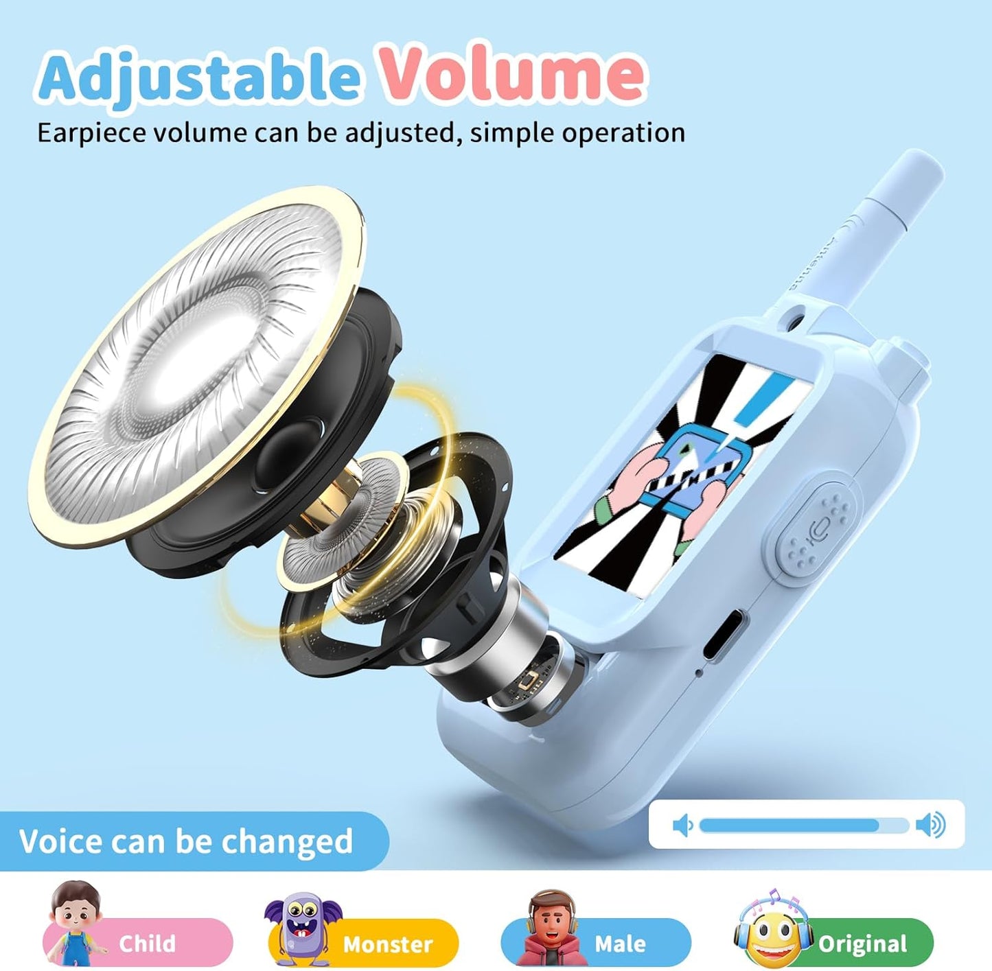 Handheld 2 Pack Rechargeable Video Intercom Kids Walkies Talkies
