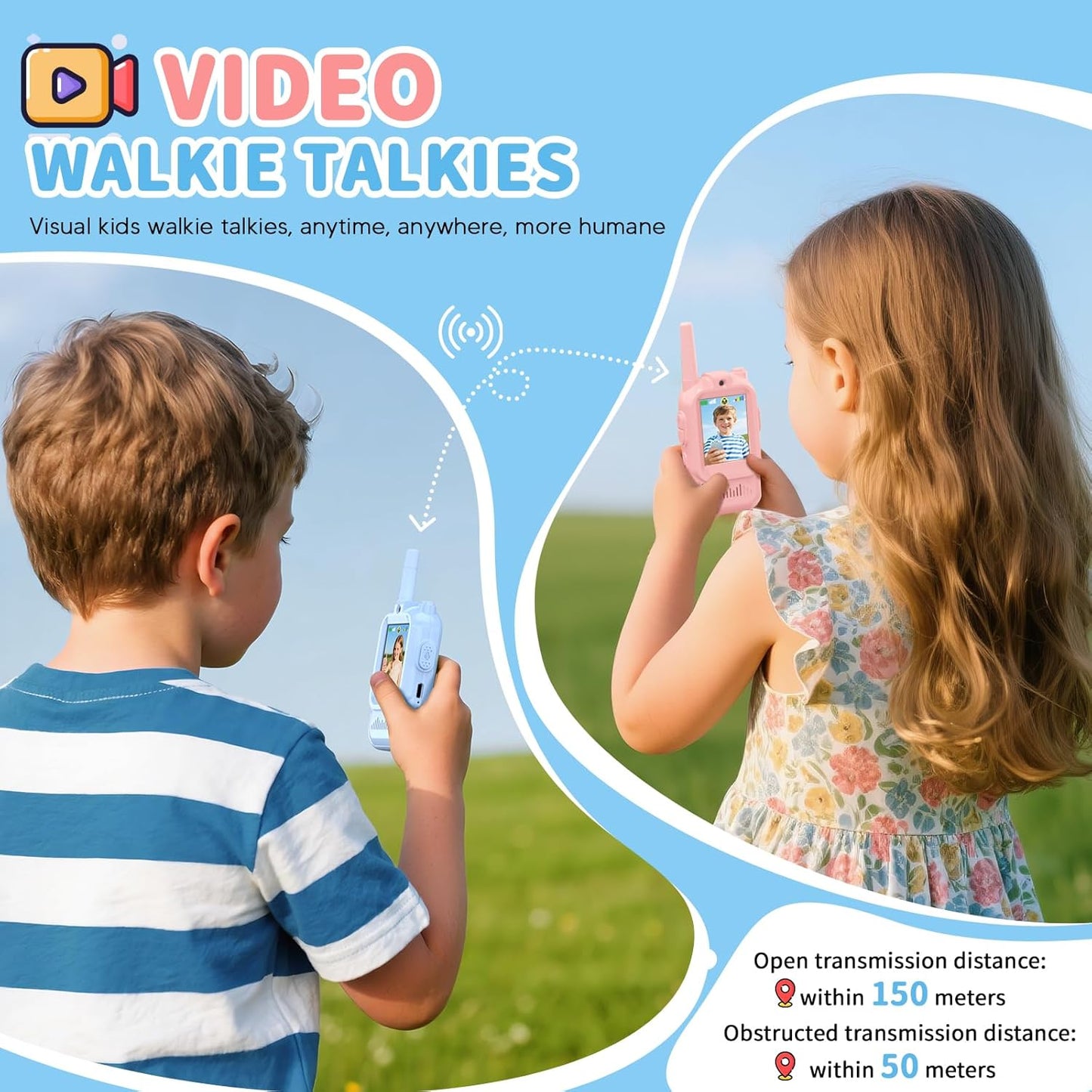 Handheld 2 Pack Rechargeable Video Intercom Kids Walkies Talkies