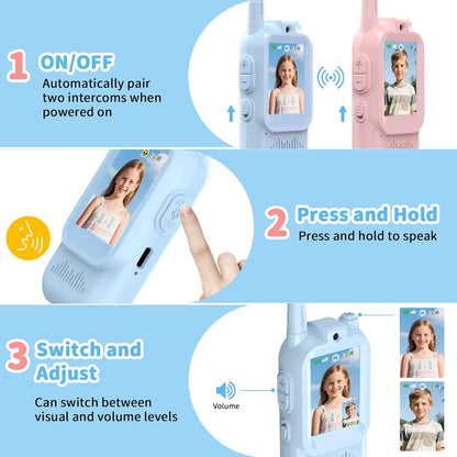 Handheld 2 Pack Rechargeable Video Intercom Kids Walkies Talkies