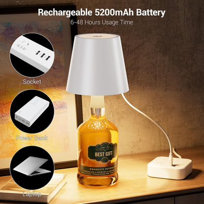 Wireless Bottle Lamp – 3-Color Rechargeable Touch Light
