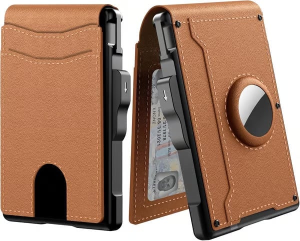 🔥Last Day 49% OFF🔥Wallet for Men - with Pop Up Aluminum Case Money Clip Slim Leather Slots Credit Card Holder RFID Blocking Bifold Minimalist Wallet