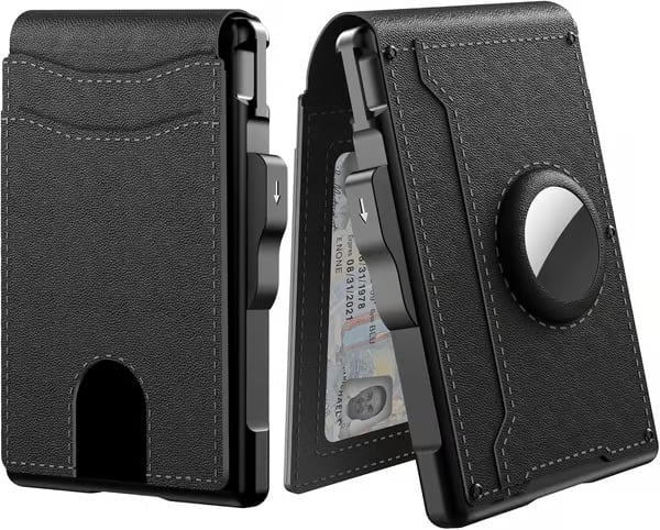 🔥Last Day 49% OFF🔥Wallet for Men - with Pop Up Aluminum Case Money Clip Slim Leather Slots Credit Card Holder RFID Blocking Bifold Minimalist Wallet