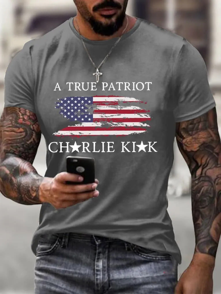 Men's American Flag Graphic Crew Neck T - shirt