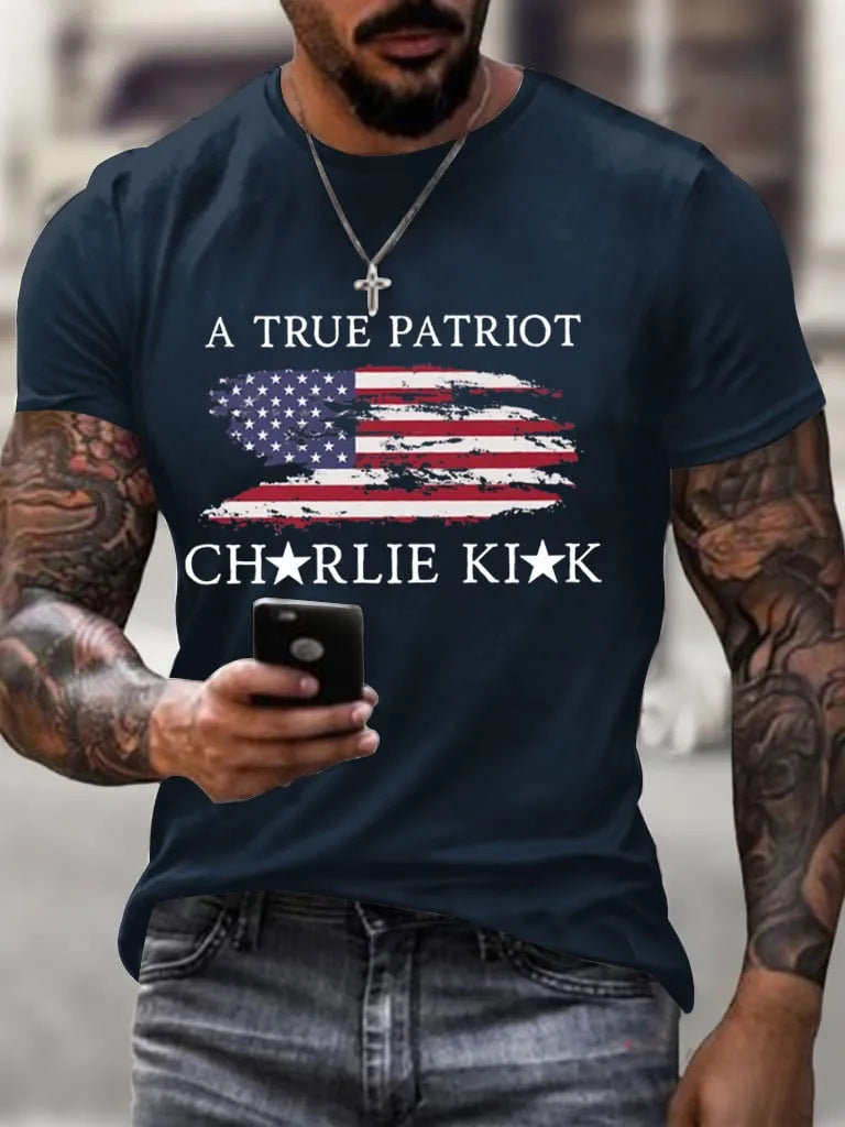 Men's American Flag Graphic Crew Neck T - shirt