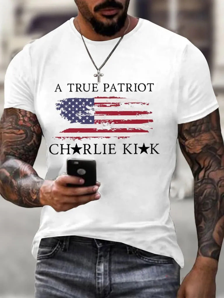 Men's American Flag Graphic Crew Neck T - shirt