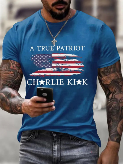 Men's American Flag Graphic Crew Neck T - shirt