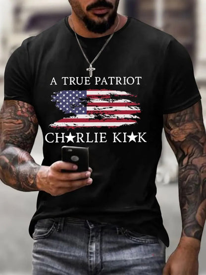Men's American Flag Graphic Crew Neck T - shirt