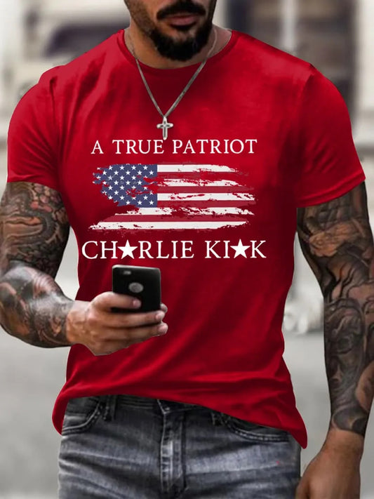 Men's American Flag Graphic Crew Neck T - shirt