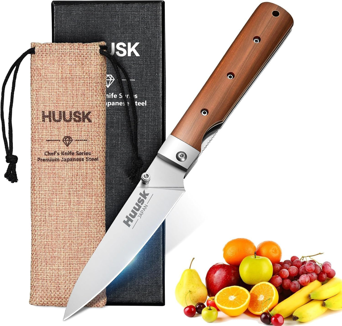 440C Stainless Steel Wood Handle Portable Chef Knife
