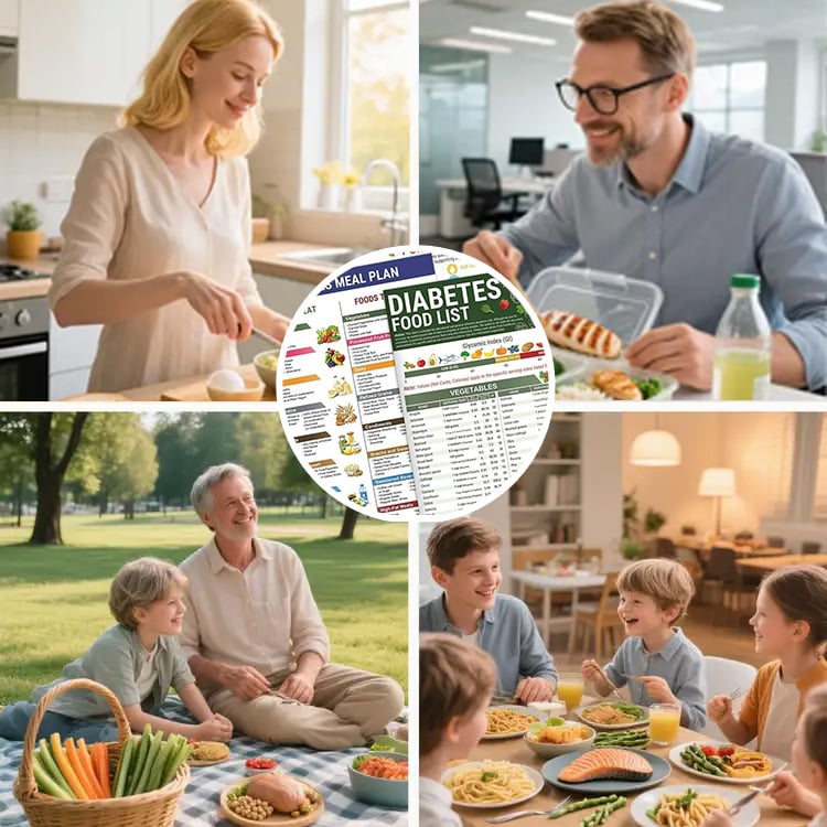 🎁Last Day Sale 48% OFF - 3 Count Diabetes Food List & Meal Planner - Low GI Foods, Calories, Glycemic Index, and Vitamin Chart
