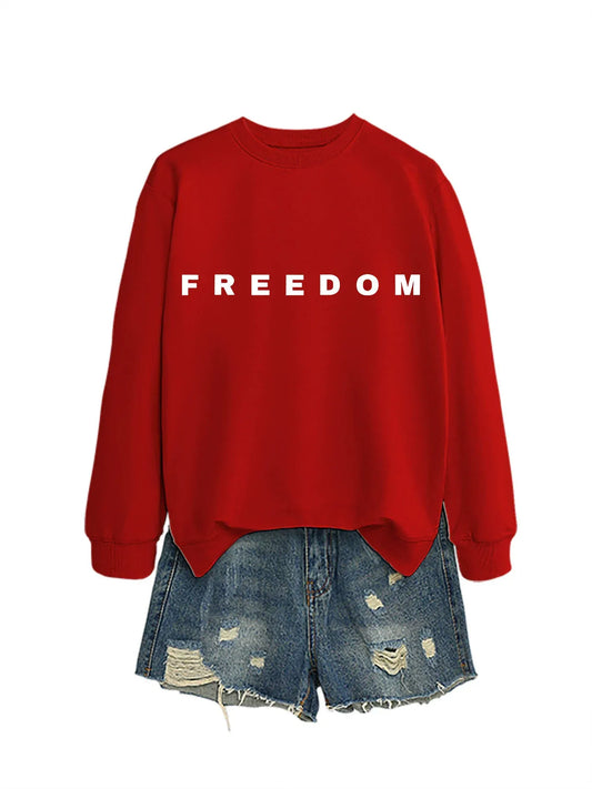 Women's Freedom Print Crew Neck T-Shirt