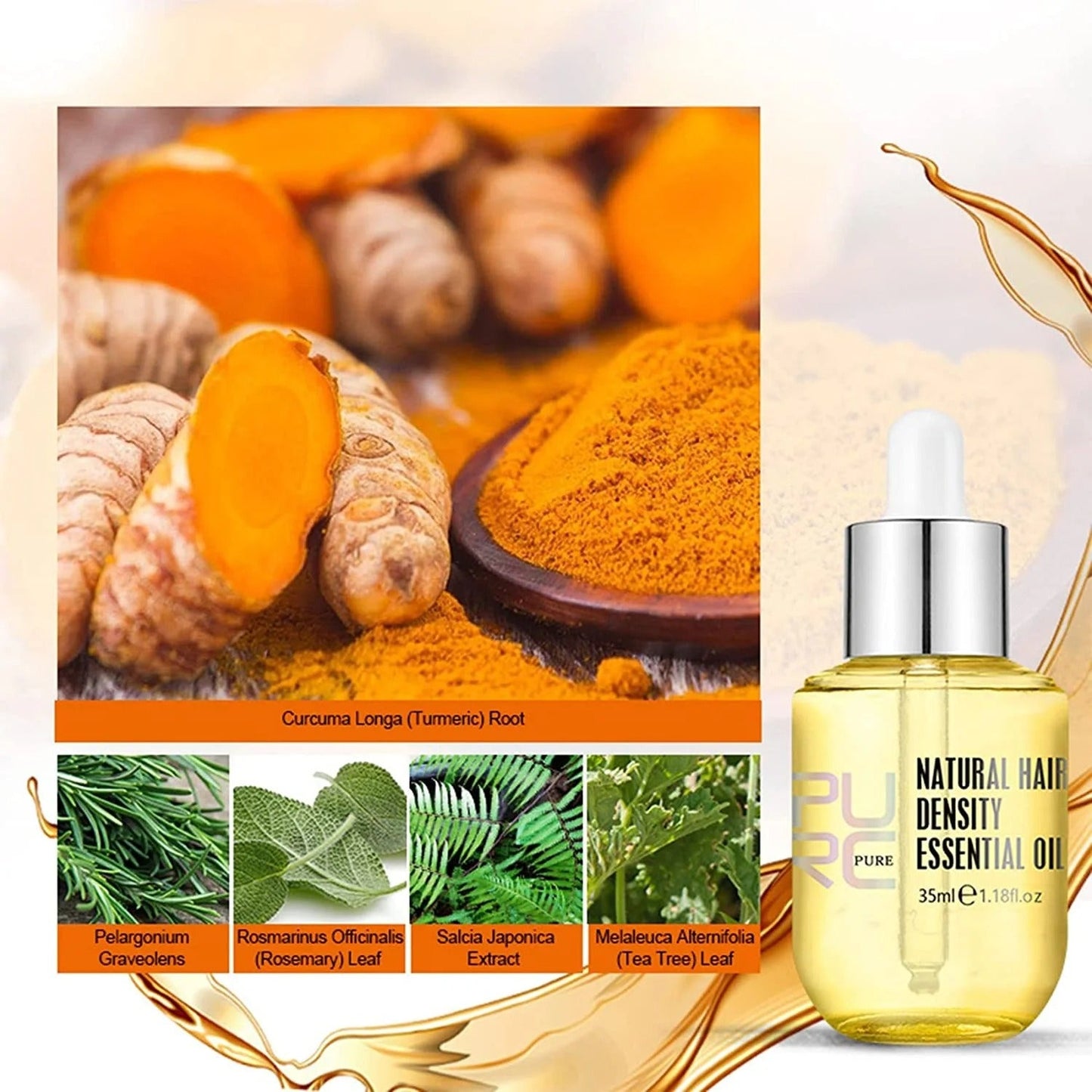 🌿 PURC Ginger Hair Growth Essence Oil – Rediscover Your Full, Beautiful Hair