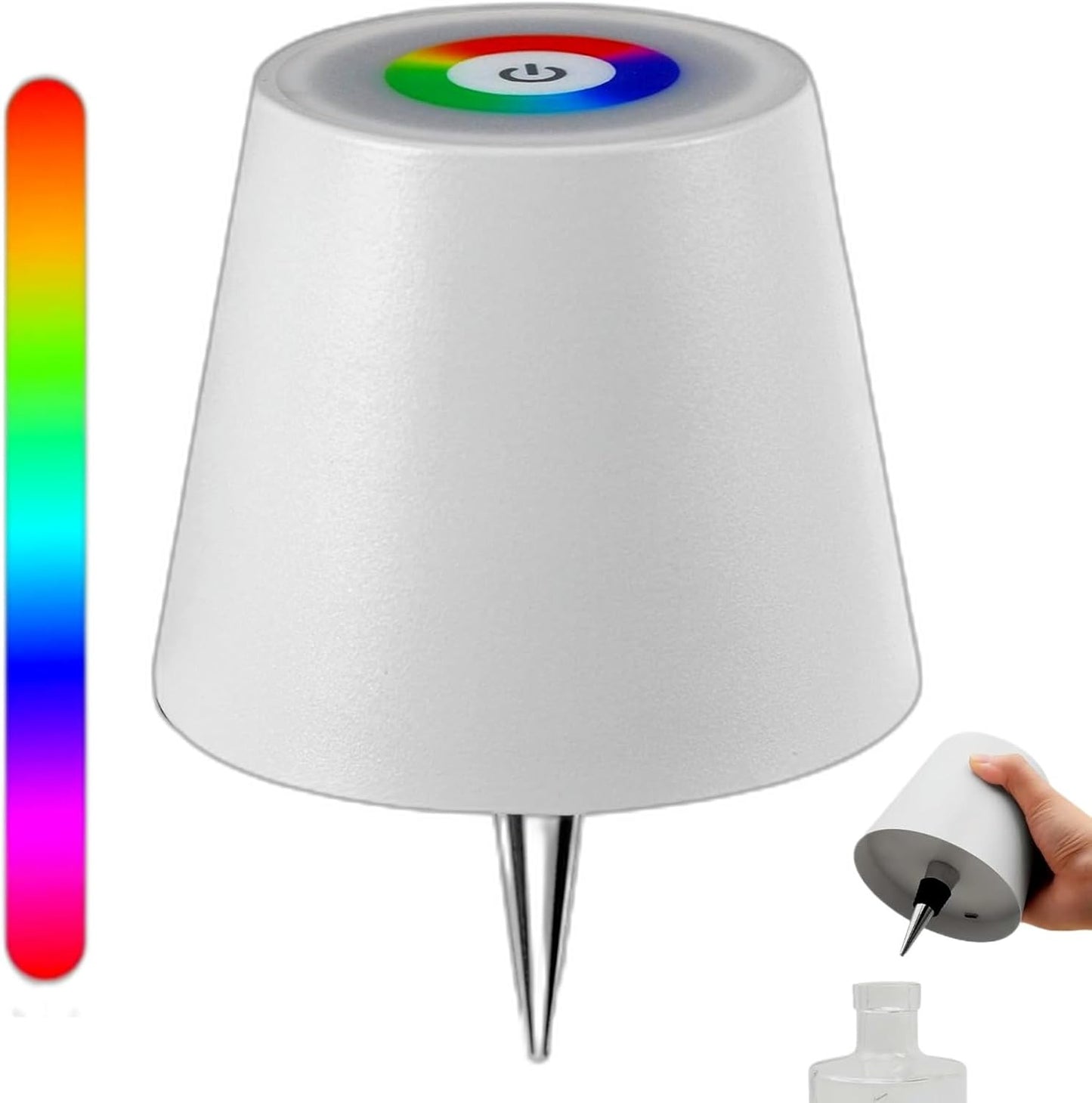 Wireless Bottle Lamp – 3-Color Rechargeable Touch Light