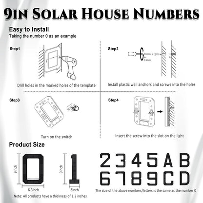 9 Inch Solar Lighted House Numbers for Outside